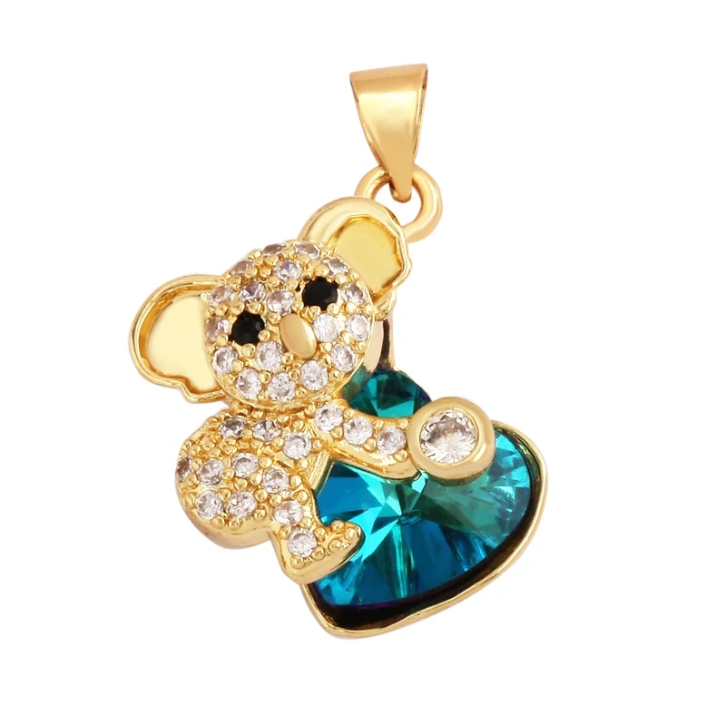 Bear Mouse Elephant Owl Clover Cherry Transparent Crystal Glass Charm Pendant, Animal Jewelry Craft Necklace Making Supplies M45