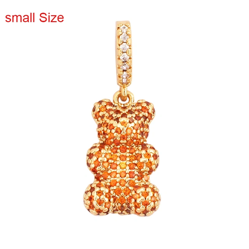 Luxury Fine Inlaid Rainbow Cubic Zironia Charm Pendant,Cute Bear Jewelry Necklace Bracelet Making Wholesale Supplies M85