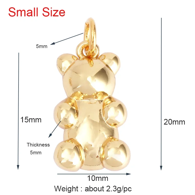 Cute Bear Charm Pendant in Gold Colour , Pearl Cubic Zironia CZ Paved , Jewelry Necklace Bracelet Making Wholesale Supplies M85