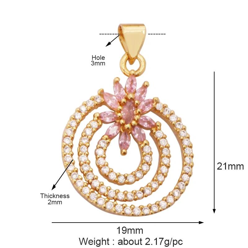 Unique Rose Flower Maple Leaf Big Tree Plant Charm Pendant,18k Gold Zircon Jewelry Findings Necklace Accessories Supplies M67