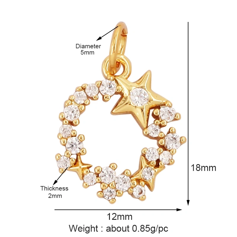 Maple Ginkgo Leaf Angel Butterfly Snowflake Moon Star Zircon Charm Pendant,Necklace Bracelet Earring Handy Craft Jewelry M68
