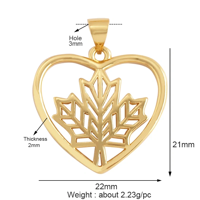 Unique Rose Flower Maple Leaf Big Tree Plant Charm Pendant,18k Gold Zircon Jewelry Findings Necklace Accessories Supplies S31