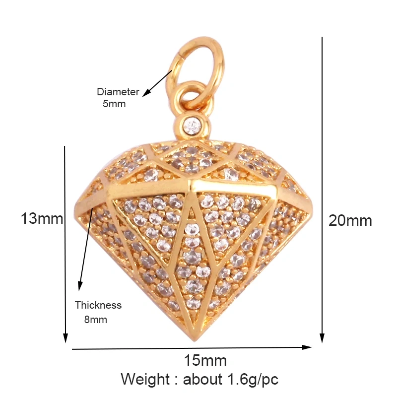 Lion Head Squirrel Pine Cone Evil Eye Cubic Zirconia CZ Paved Charm Pendant,18K Real Gold Plated Colour,Craft Jewelry Supply L87