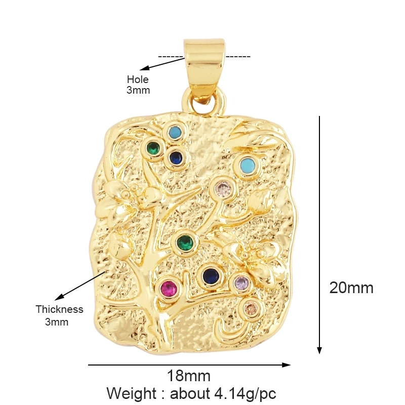 Sweet Colorful Sun Rose Flower Charm Pendant,Trendy 18K Gold Geometry Zircon Necklace Accessories DIY Handy Craft Jewelry L33