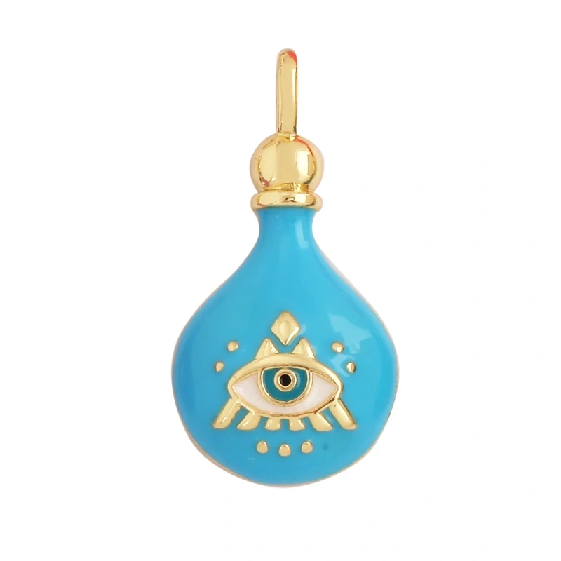 Love Heart Round Bell Lucky Evil Eye Geometry Style Charm Pendant,Trendy Colourful Enamel Zircon Necklace Accessice Supplies M65