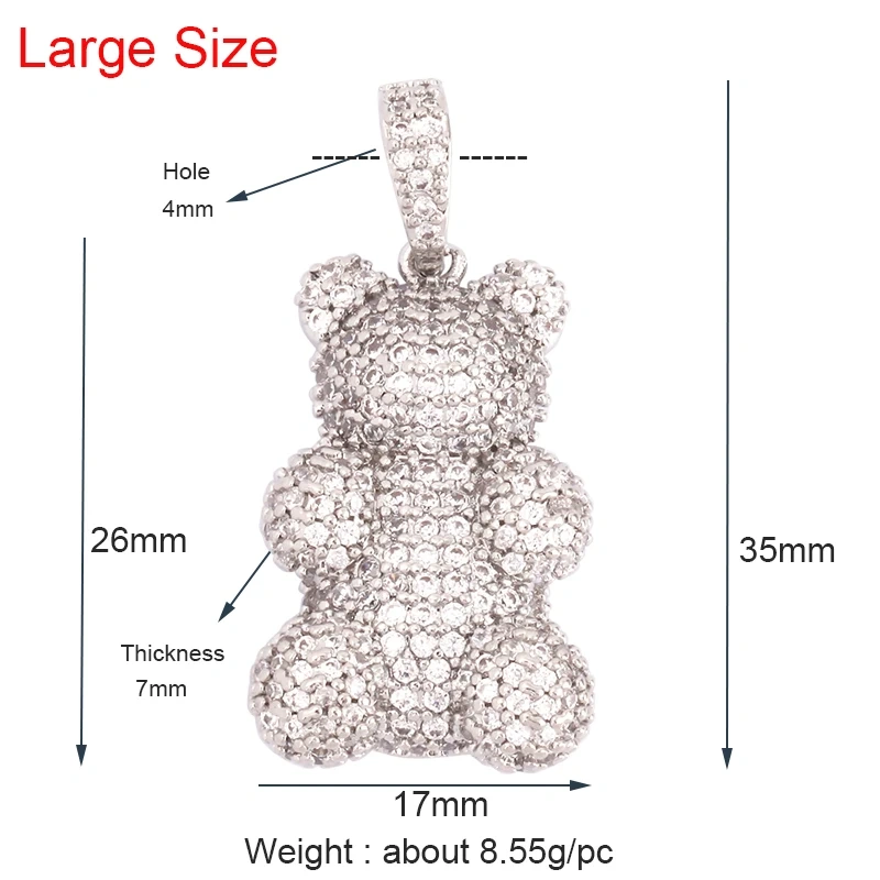 Cute Bear Charm Pendant in Gold Colour , Pearl Cubic Zironia CZ Paved , Jewelry Necklace Bracelet Making Wholesale Supplies M85 K12