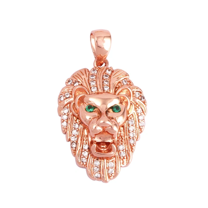 Lion Head Squirrel Pine Cone Evil Eye Cubic Zirconia CZ Paved Charm Pendant,18K Real Gold Plated Colour,Craft Jewelry Supply L87