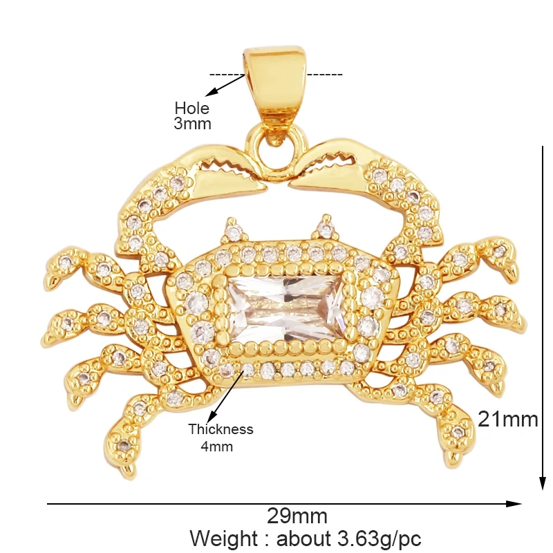 Marine Sea Nautilus Turtle Starfish Octopus Conch Crab Shell Snake Charm Pendant,Gold Plated Zircon Jewelry Findings Supply M67
