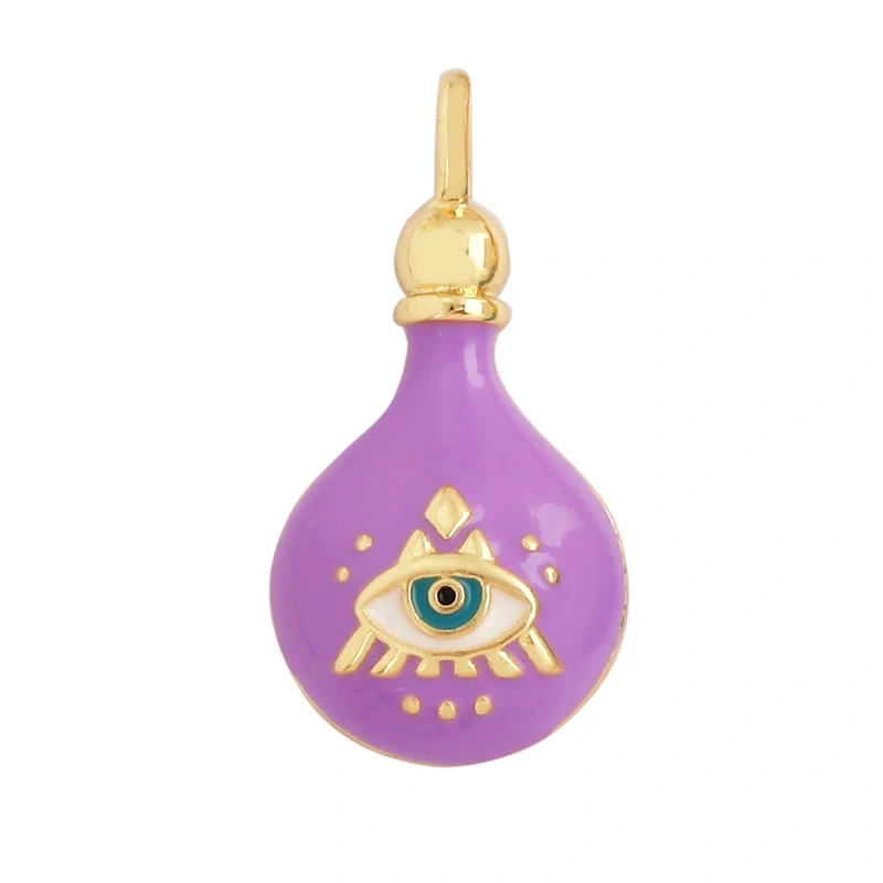 Love Heart Round Bell Lucky Evil Eye Geometry Style Charm Pendant,Trendy Colourful Enamel Zircon Necklace Accessice Supplies M65