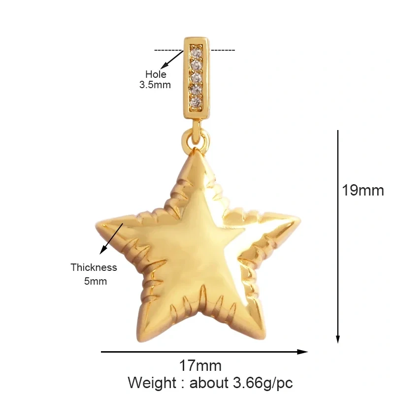 Classics Love Heart Star Zircon Focal Charm Pendant,Creative Shell Pearl 18K Gold Plated Jewelry  Accessories Supplies M41