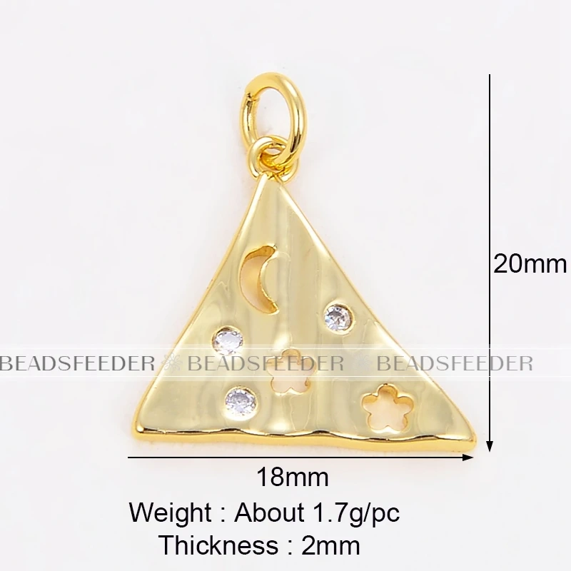 Hand Made Hammer Style North Star Triangular Heart Charm Pendant, Real Gold Colour Plated ,Jewelry Supplies,Craft Supplies L13