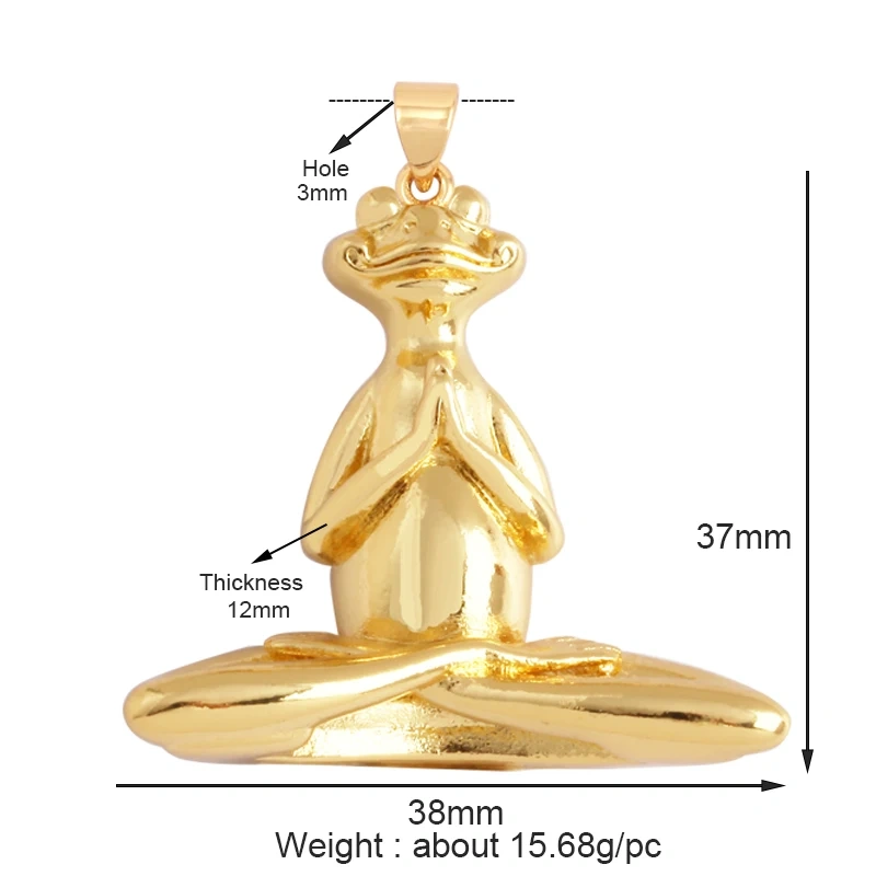 New Unique Clown Frog Yoga Movement Asana Animal Charm Pendant,Cute 18K Gold Zircon Necklace Bracelet for Jewelry Supplies L49