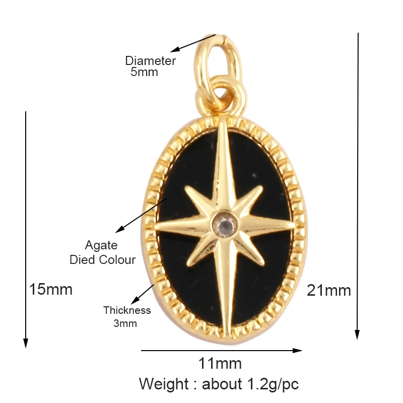 Shining Star Moon Colourful Mushroom Shape Geometry Charm Pendant,18K Gold Plated Zircon Necklace Bracelet Handmade Jewelry K32