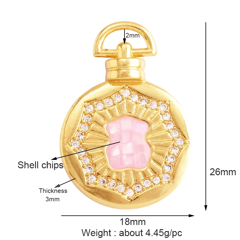 Round Coin Brass Gold Plated Inlaid Shell Chips Star Moon Charm Pendant, Jewelry Necklace Accessories Hand Making Supplies L49