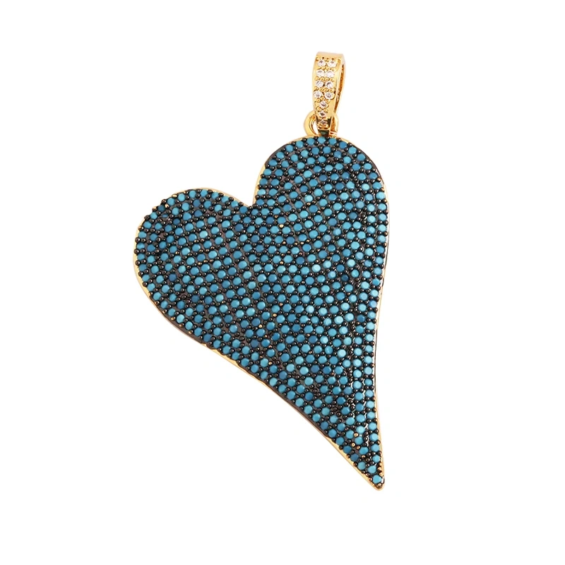 Classics Love Heart Zircon Focal Charm Pendant,Creative Angel Wings 18K Real Gold Plated Jewelry Findings Accessories Supply L27