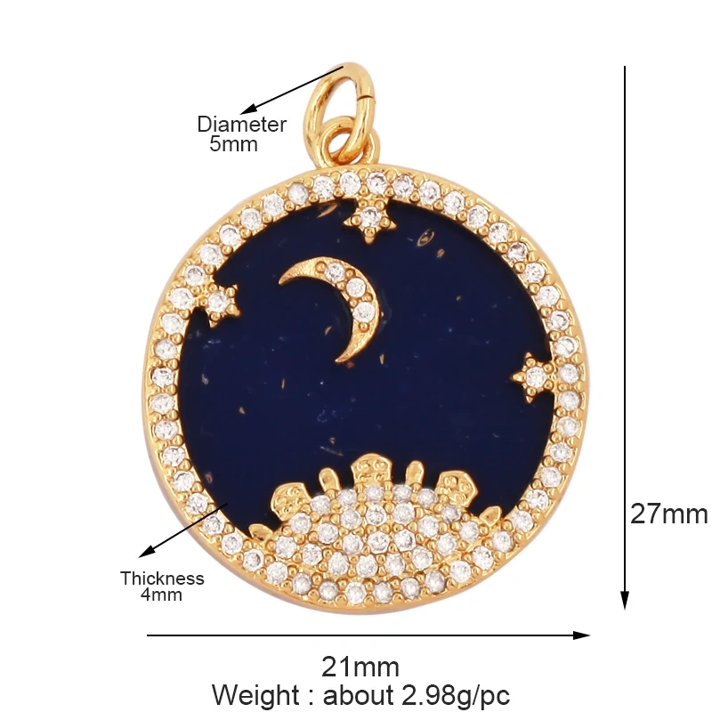 Shining Star Moon Colourful Mushroom Shape Geometry Charm Pendant,18K Gold Plated Zircon Necklace Bracelet Handmade Jewelry L16