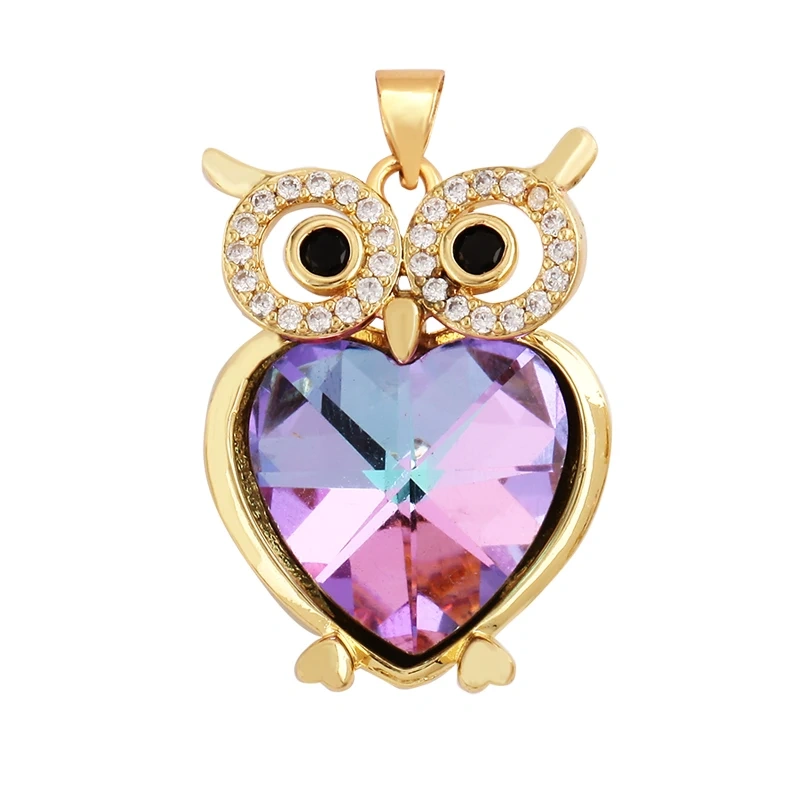 Bear Mouse Elephant Owl Clover Cherry Transparent Crystal Glass Charm Pendant, Animal Jewelry Craft Necklace Making Supplies M45