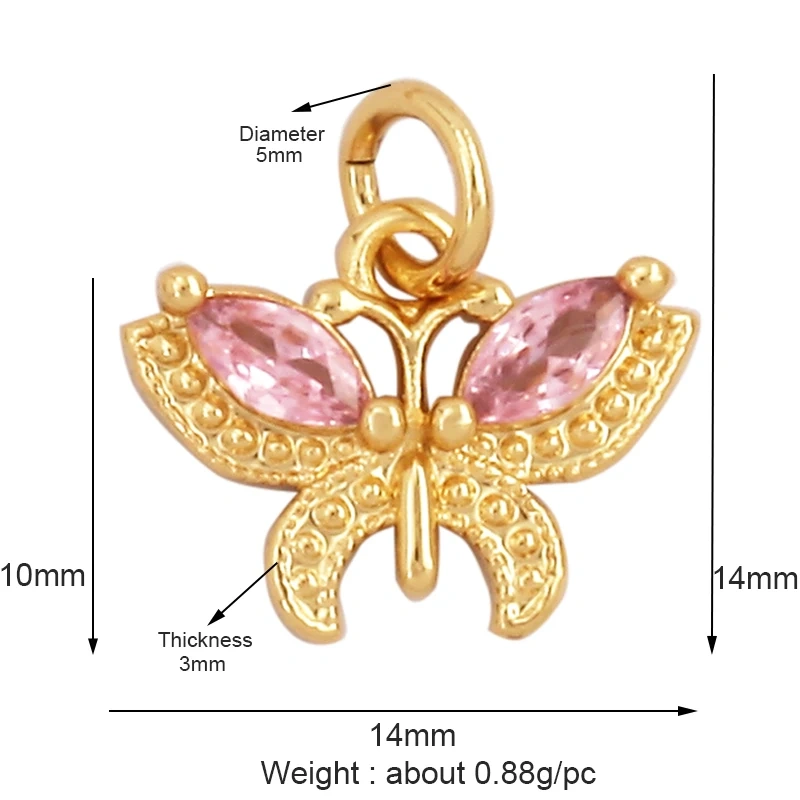 Dainty Butterfly Dragonfly Insect Charm Pendant,Cute Fashion 18K Gold Inlaid Zircon Animal Craft Jewelry Necklace Supplies L35