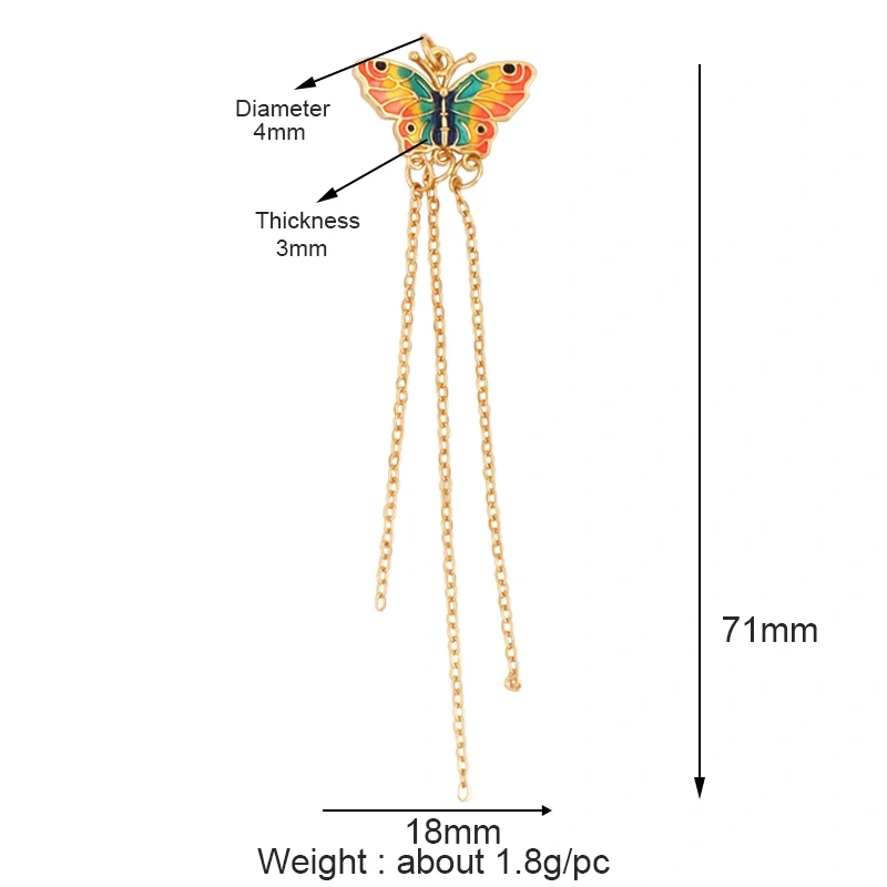 Dainty Butterfly Dragonfly Bird Bee Charm Pendant,Trendy Oil Dropped 18K Gold Inlaid Zircon Animal Jewelry Necklace Supplies L35