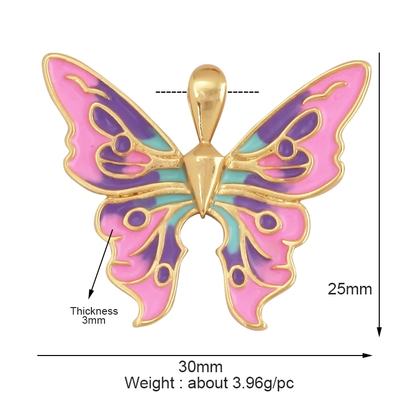 Dainty Butterfly Dragonfly Bird Bee Charm Pendant,Trendy Oil Dropped 18K Gold Inlaid Zircon Animal Jewelry Necklace Supplies L35