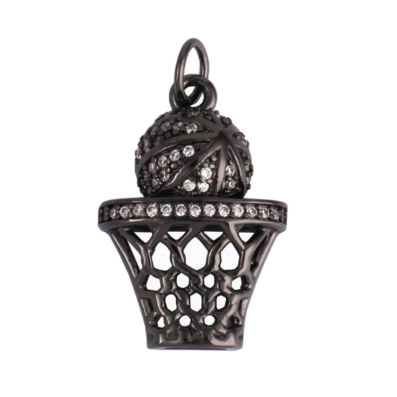 Trendy Sports Sneakers Skis Surfboard Bike Cubic Zirconia CZ Paved Charm Pendant, 18K Gold Necklace Craft Jewelry Supplies M26