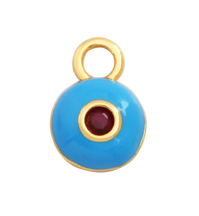 Love Heart Round Bell Lucky Evil Eye Geometry Style Charm Pendant,Trendy Colourful Enamel Zircon Necklace Accessice Supplies M65