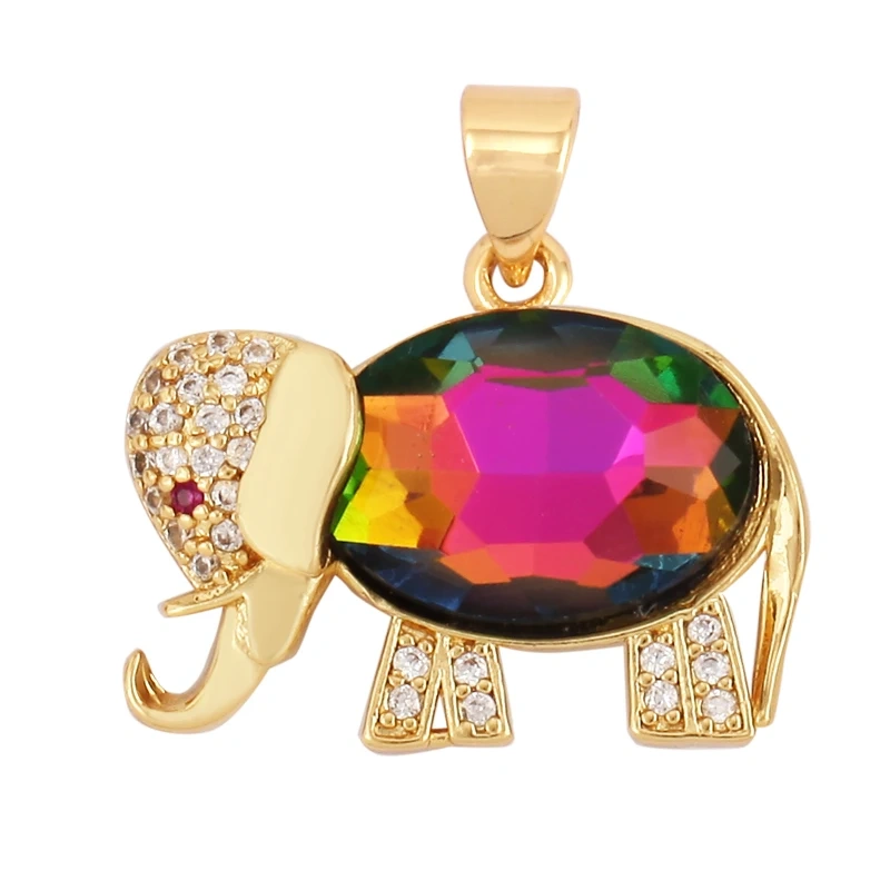 Bear Mouse Elephant Owl Clover Cherry Transparent Crystal Glass Charm Pendant, Animal Jewelry Craft Necklace Making Supplies M45