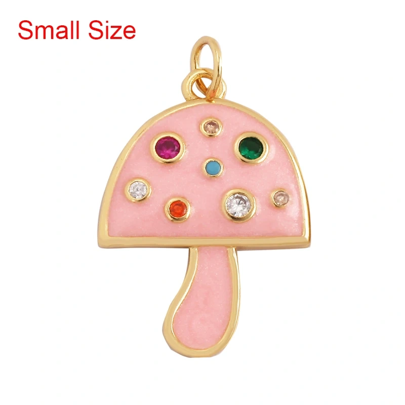 Trendy Rainbow Sun Happy Face Round Lemon Mushroom Charm Pendant,18K Gold Plated Zircon Necklace Bracelet Handmade Jewelry L24
