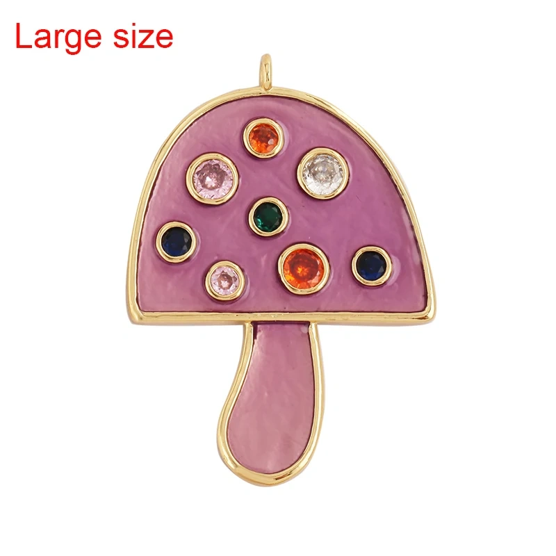 Trendy Rainbow Sun Happy Face Round Lemon Mushroom Charm Pendant,18K Gold Plated Zircon Necklace Bracelet Handmade Jewelry L24