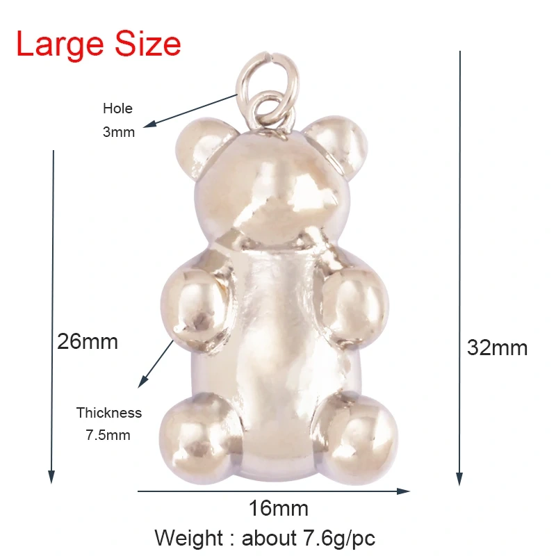 Cute Bear Charm Pendant in Gold Colour , Pearl Cubic Zironia CZ Paved , Jewelry Necklace Bracelet Making Wholesale Supplies M85 K12