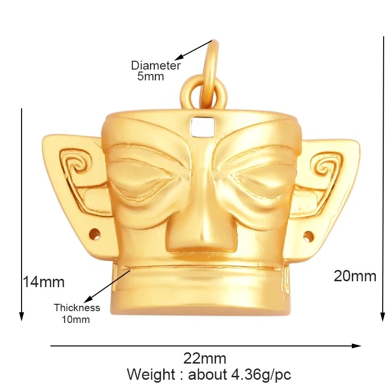 Trendy Matte Gold Constellation Mask Charm Pendant,18K Gold Plated Zirconia Necklace Jewelry Findings Accessories Supplies M65