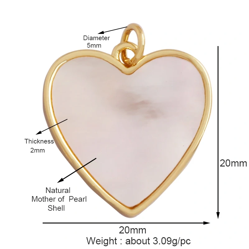 Classics Love Heart Star Zircon Focal Charm Pendant,Creative Shell Pearl 18K Gold Plated Jewelry  Accessories Supplies M41