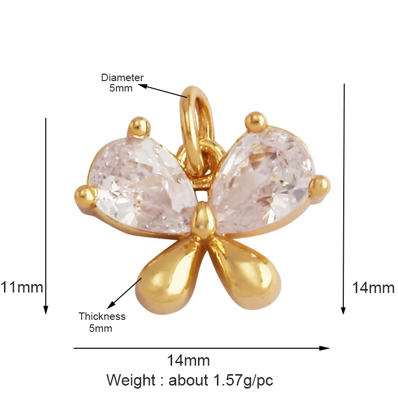 Dainty Butterfly Dragonfly Insect Charm Pendant,Cute Fashion 18K Gold Inlaid Zircon Animal Craft Jewelry Necklace Supplies L35