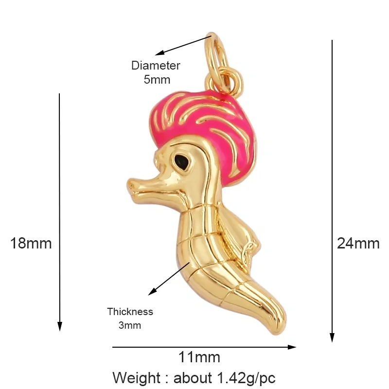 Blue Ocean Shell Jellyfish Conch Dolphin Sea Horse Fish Bone Shrimp Charm Pendant,Gold Plated Zircon Jewelry Findings Supply M67