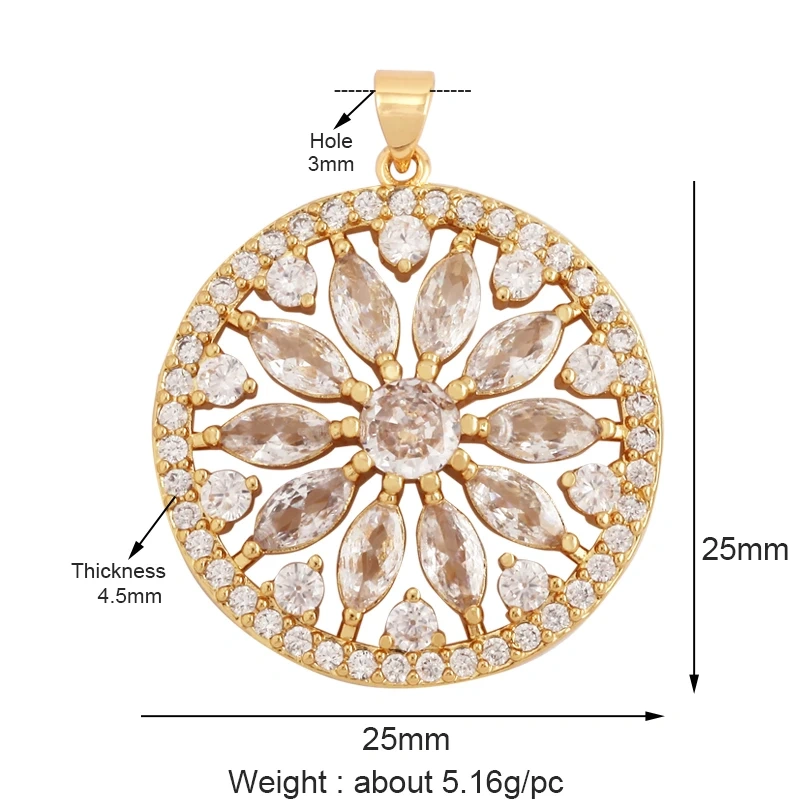 Mandragora Kaleidoscope Eye Colorful Zircon Focal Charm Pendant,Creative 18K Gold Plated Jewelry Findings Accessories Supply L56