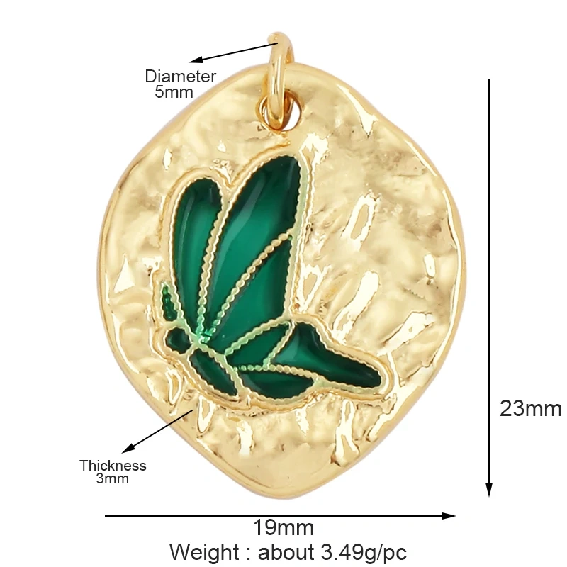 Fashion Sweet Colorful Butterfly Charm Pendant,Dainty 18K Gold Plated Brass,Girl Gift Party Necklace Jewelry Findings Supply L35