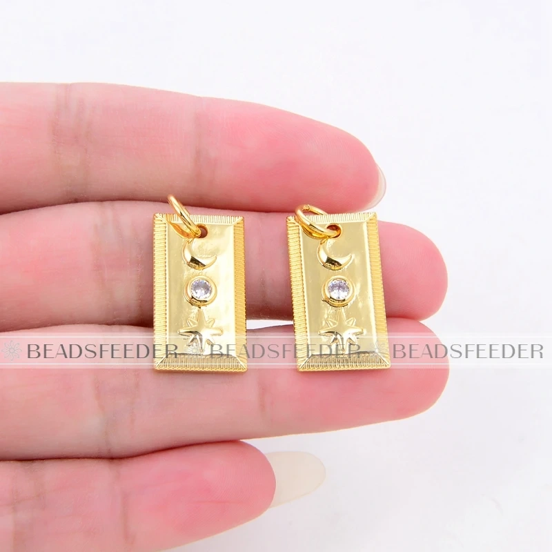 Beadsfeeder Coin Round Moon Sun Star Mini Charm Pendant, Real Gold Colour Plated , Jewelry Supplies L13