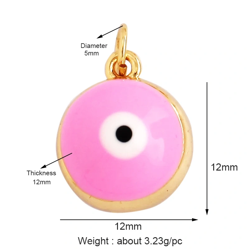 Love Heart Round Bell Lucky Evil Eye Geometry Style Charm Pendant,Trendy Colourful Enamel Zircon Necklace Accessice Supplies M65