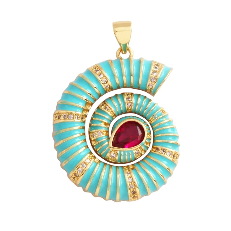 Marine Sea Nautilus Turtle Starfish Octopus Conch Crab Shell Snake Charm Pendant,Gold Plated Zircon Jewelry Findings Supply M67