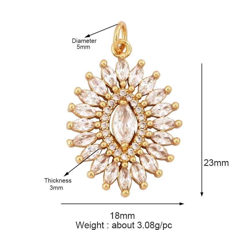 Shining Star Moon Colourful Mushroom Shape Geometry Charm Pendant,18K Gold Plated Zircon Necklace Bracelet Handmade Jewelry L16