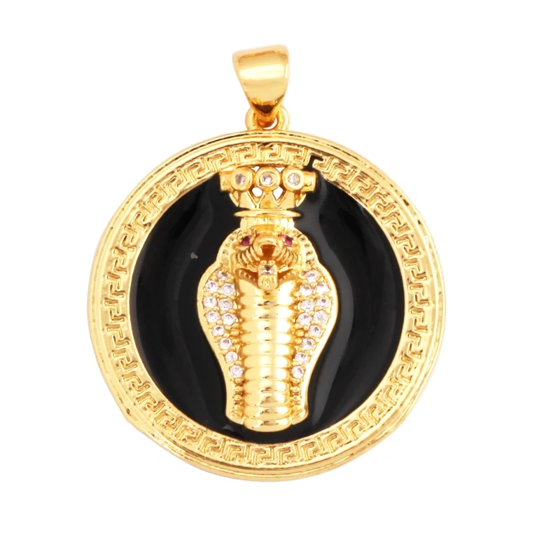 Unique Fine Tortoise Snake Owl Lion Disc Animal Charm Pendant,Cute 18K Gold Necklace Bracelet for Handmade Jewelry Supplies L21