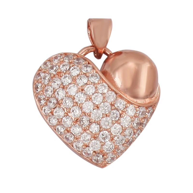 New Sun Flowers Creative Spades Cubic Zirconia Charm Pendant,Fashion 18K Gold Plated Love Heart Necklace Jewelry Supplies L16