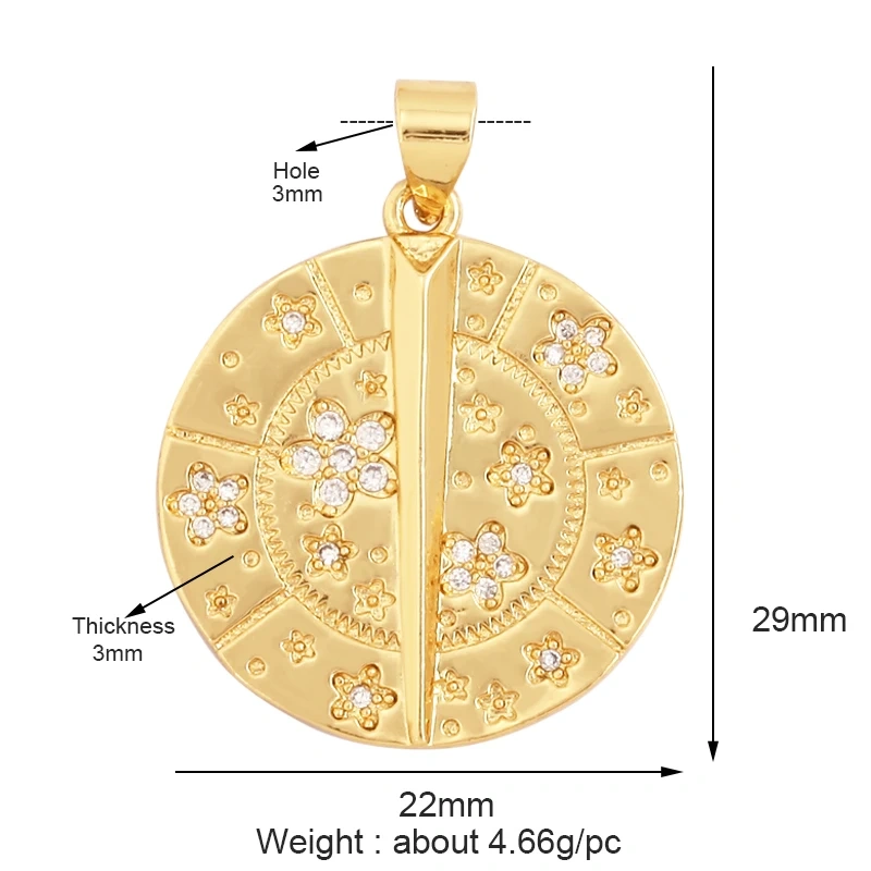 Sweet Colorful Sun Rose Flower Charm Pendant,Trendy 18K Gold Geometry Zircon Necklace Accessories DIY Handy Craft Jewelry L33