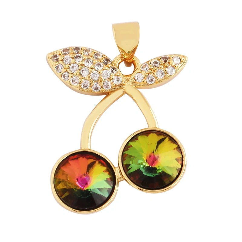 Bear Mouse Elephant Owl Clover Cherry Transparent Crystal Glass Charm Pendant, Animal Jewelry Craft Necklace Making Supplies M45