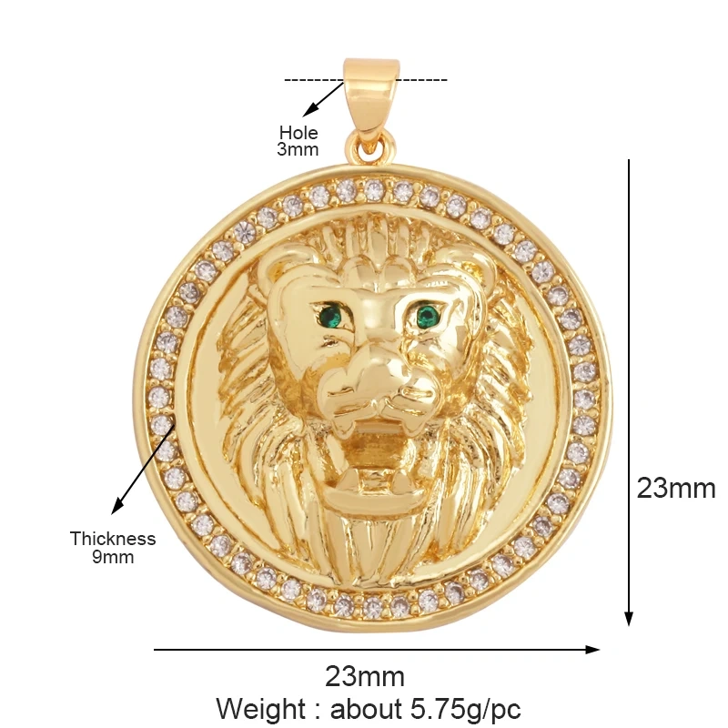 Leopard Lion Bear Crocodile Cow Head Charm Pendant,18K Gold Animal Necklace Bracelet for Handmade Jewelry Accessories Supply M62