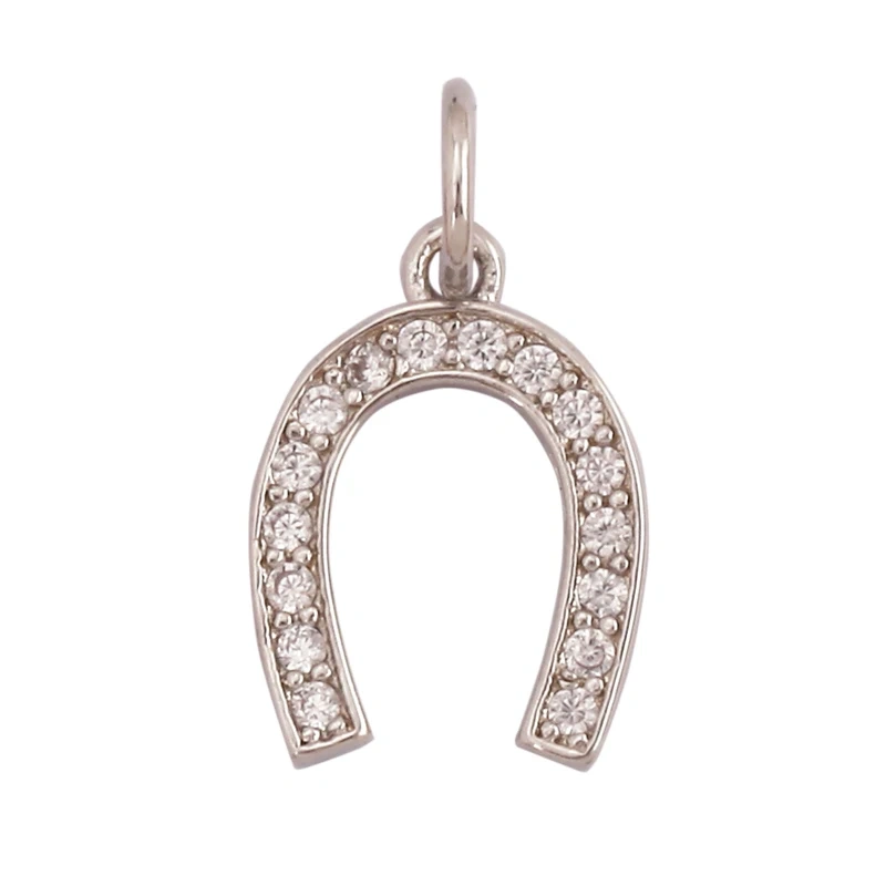 Fashion Ox Horn Half Month Wishing Bone Wings Zircon Charm Pendant,18K Gold Plated Necklace Jewelry Findings  Supply L61