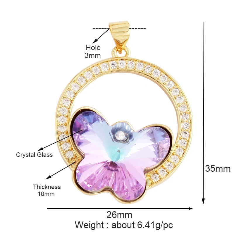 Butterfly Dragonfly Spider Bird Transparent Crystal Glass Charm Pendant,Insect Animal Jewelry Craft Necklace Making Supplies M46