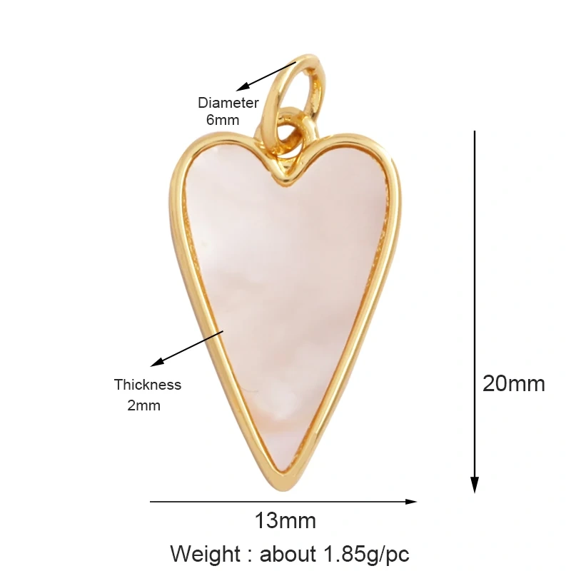 Classics Love Heart Star Zircon Focal Charm Pendant,Creative Shell Pearl 18K Gold Plated Jewelry  Accessories Supplies M41