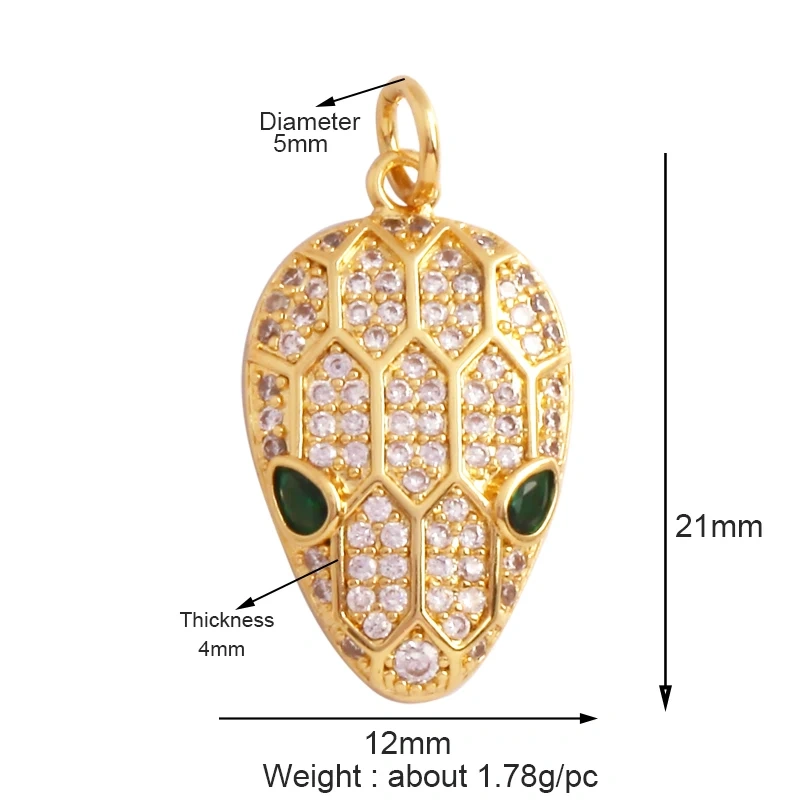 Elephant Dinosaur Leopard Rabbit Snake Bear Duck Charm Pendant,18K Gold Animal Necklace Bracelet for Handmade Jewelry Supply P19