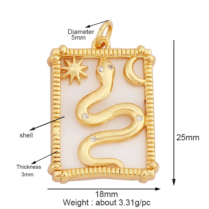 Elephant Dinosaur Leopard Rabbit Snake Bear Duck Charm Pendant,18K Gold Animal Necklace Bracelet for Handmade Jewelry Supply P19